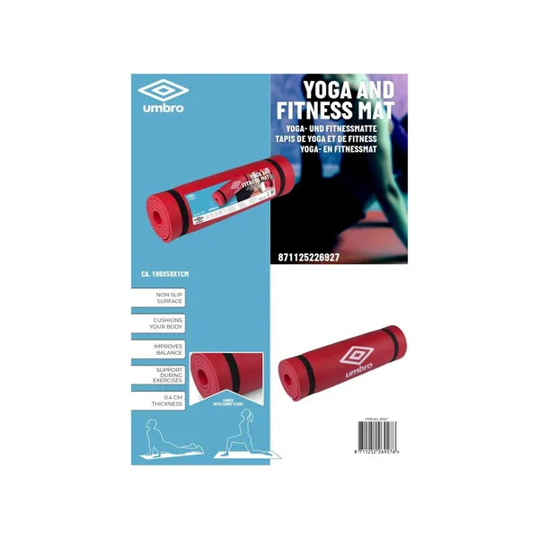 Piros fitness és jógaszőnyeg, 190×58×1 cm, csúszásgátló, mosható
