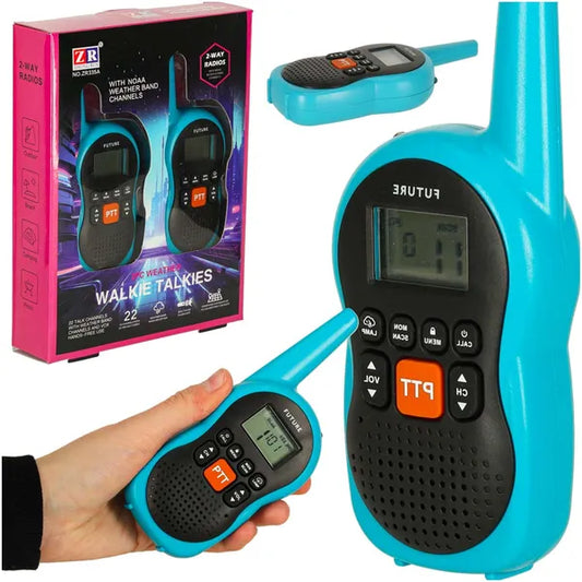 Gyerek walkie-talkie készlet, 2 db, kék, 3 km hatótáv