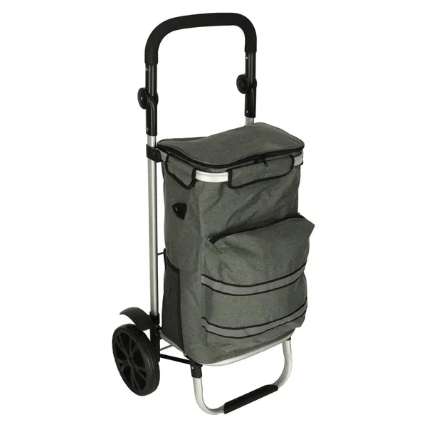 Szürke alumínium bevásárlókocsi hőszigetelt zsebbel, 40 l, 100 cm