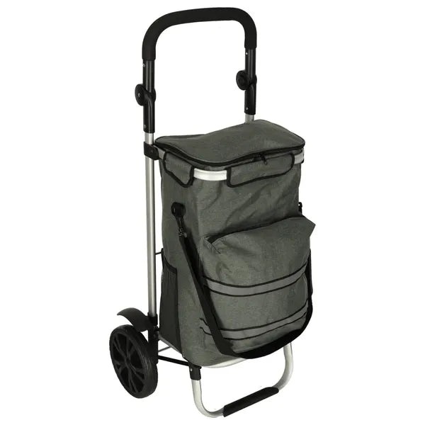 Szürke alumínium bevásárlókocsi hőszigetelt zsebbel, 40 l, 100 cm