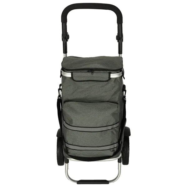 Szürke alumínium bevásárlókocsi hőszigetelt zsebbel, 40 l, 100 cm