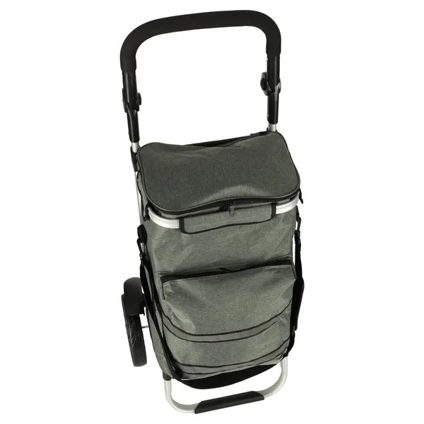 Szürke alumínium bevásárlókocsi hőszigetelt zsebbel, 40 l, 100 cm
