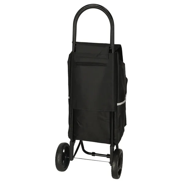 Fekete bevásárlókocsi táskával, 34 l, hőtartó zseb, 95 cm