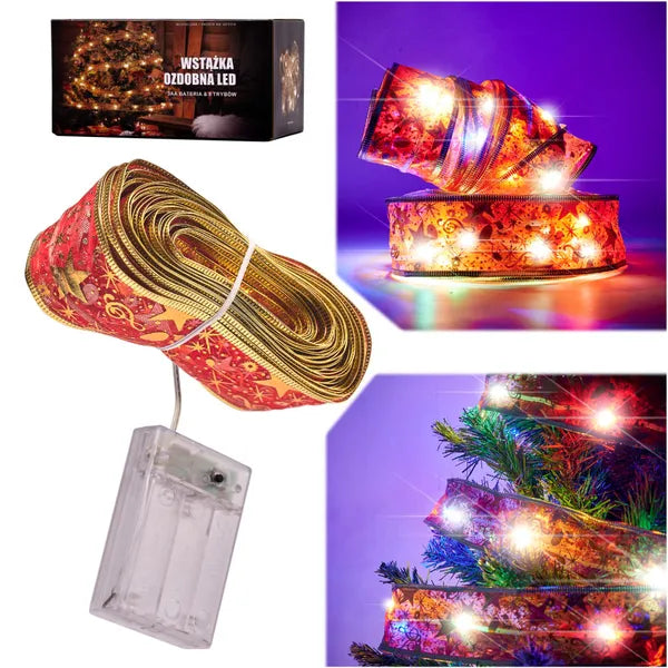 Karácsonyi LED szalag 10 m 100 LED, multikolor, elemes IP44