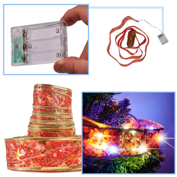 Karácsonyi LED szalag 10 m 100 LED, multikolor, elemes IP44