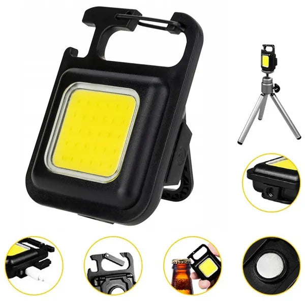 Multifunkciós cob led zseblámpa mágneses tartóval és usb töltéssel, fekete