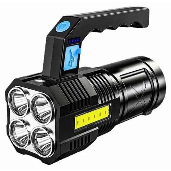 Multifunkciós taktikai keresőlámpa 5x t6 + cob led, 1000 lm, fekete