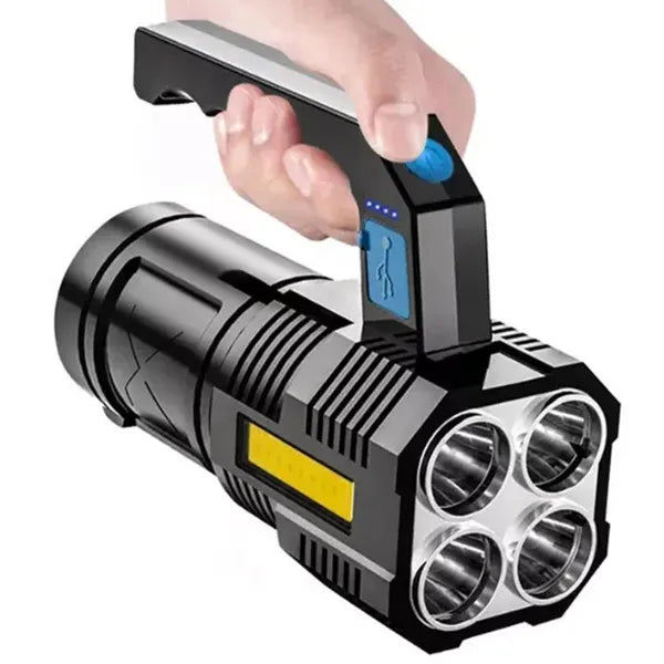 Multifunkciós taktikai keresőlámpa 5x t6 + cob led, 1000 lm, fekete