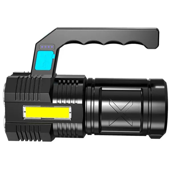 Multifunkciós taktikai keresőlámpa 5x t6 + cob led, 1000 lm, fekete