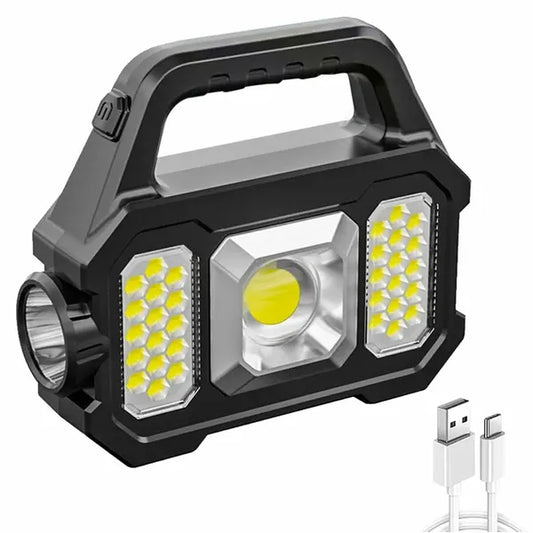 Akkumulátoros LED keresőlámpa 1200 lm 800 m ZOOM powerbank napelemmel