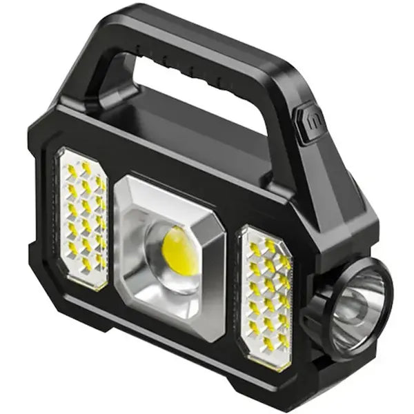 Akkumulátoros LED keresőlámpa 1200 lm 800 m ZOOM powerbank napelemmel