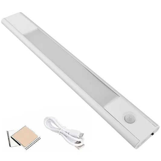 Akkumulátoros LED fénycsík 30 cm, 18 LED, PIR mozgásérzékelő, hideg fehér