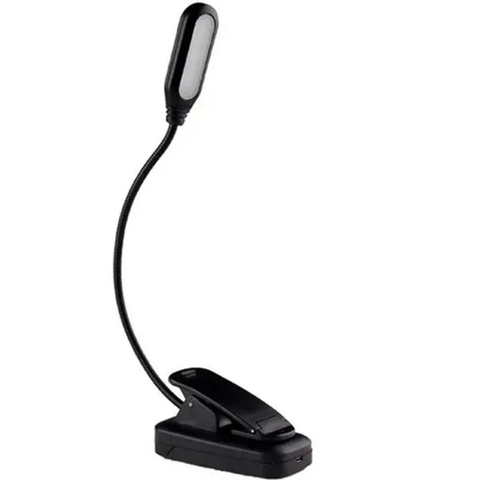 Vezeték nélküli fekete LED olvasólámpa klipsszel, USB-töltés, rugalmas kar