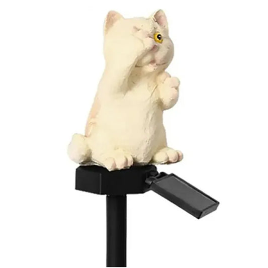 Macska alakú napenergiás LED kerti lámpa, IP67, 41 cm, meleg fehér