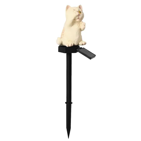 Macska alakú napenergiás LED kerti lámpa, IP67, 41 cm, meleg fehér