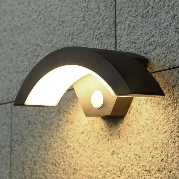 Fekete kültéri LED fali lámpa, mozgás- és alkonykapcsoló, 11,4 W, IP44