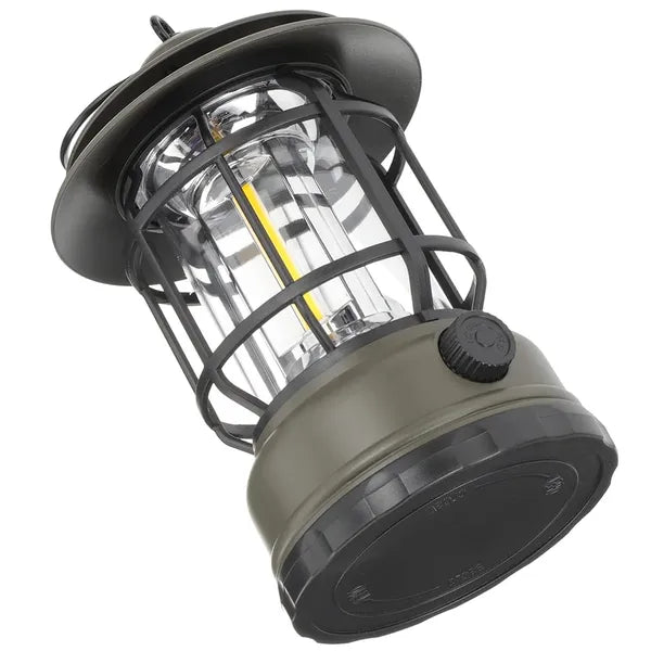 Akkus retró LED kemping lámpa, USB töltés, 800 lm, zöld