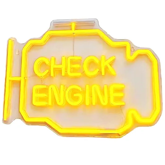 Check Engine LED neon falilámpa, sárga fény, USB, 30×22 cm