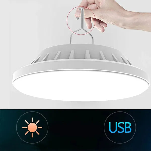 Solar kempinglámpa 60 LED-del, akkus, USB power bank, IP65, távirányítóval