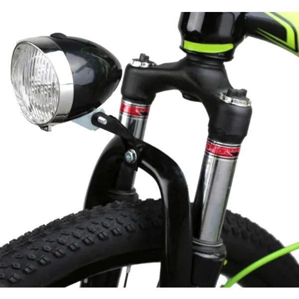 ZD14A retro LED első kerékpár lámpa, fekete+króm, 3×AAA, fröccsenésálló