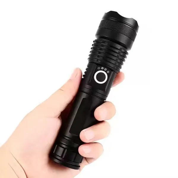 Taktikai zseblámpa 2000 lm, CREE LED, USB-töltés, IPX8, zoom