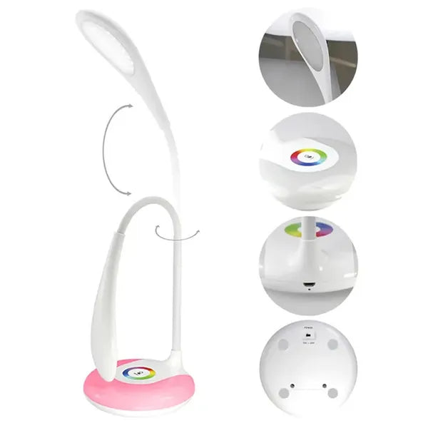 USB újratölthető RGB LED íróasztali lámpa, 3 fokozatú érintős fényerő, 5W