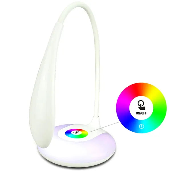 USB újratölthető RGB LED íróasztali lámpa, 3 fokozatú érintős fényerő, 5W