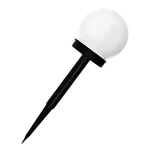 Kerti napelemes LED lámpa, fehér gömb, leszúrható, 38 cm, IP43