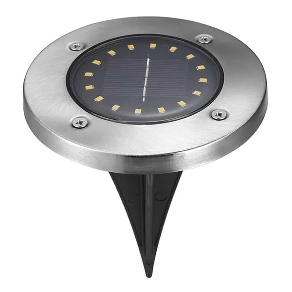 Szolár kerti LED lámpa, 16 LED, IP67, 6500 K, 13 cm, fekete-inox