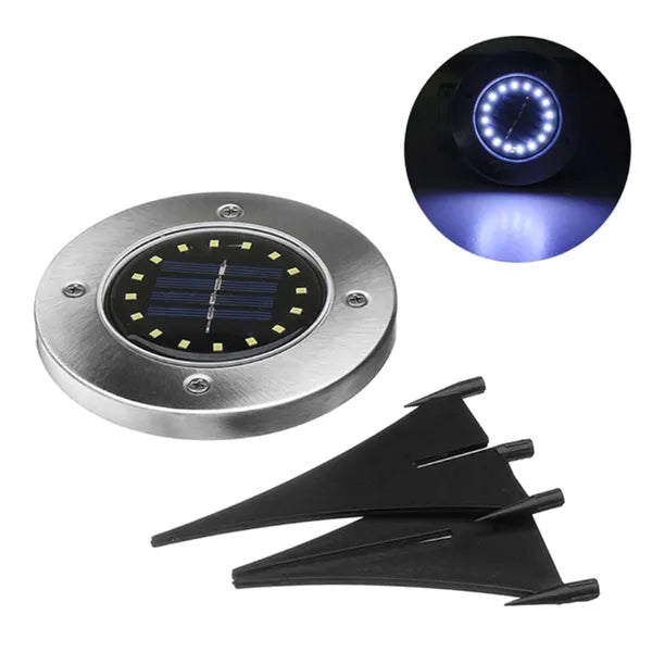 Szolár kerti LED lámpa, 16 LED, IP67, 6500 K, 13 cm, fekete-inox