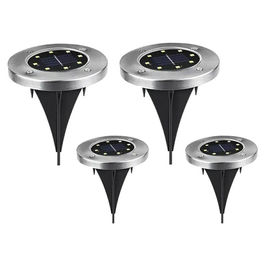 4 db napelemes tárcsa alakú kerti lámpa, 8 LED, IP67, 4000K