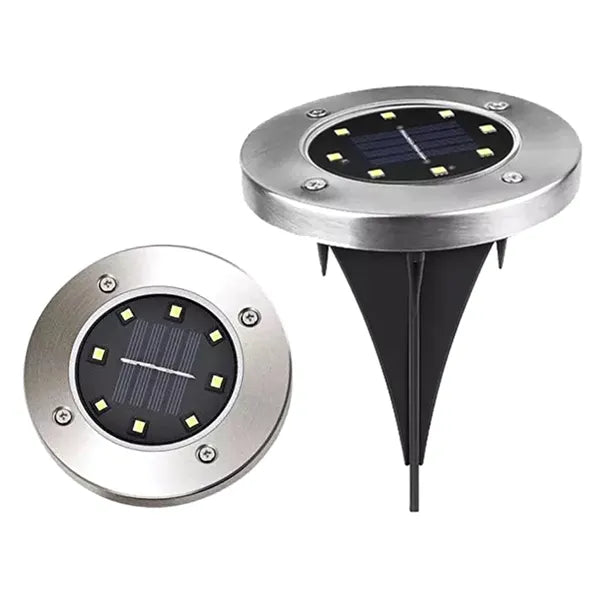 4 db napelemes tárcsa alakú kerti lámpa, 8 LED, IP67, 4000K