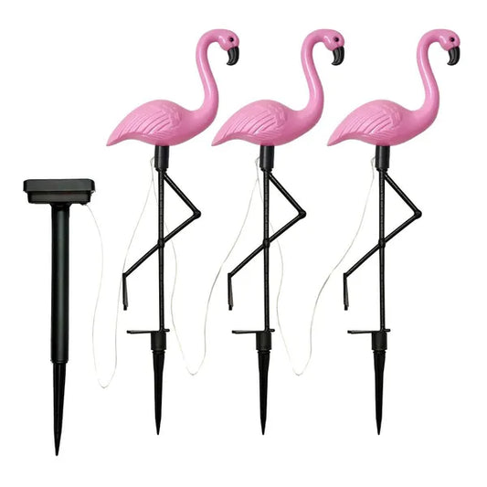 3 db-os napelemes LED flamingó kerti lámpaszett, IP65, 52 cm