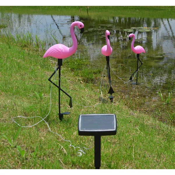 3 db-os napelemes LED flamingó kerti lámpaszett, IP65, 52 cm