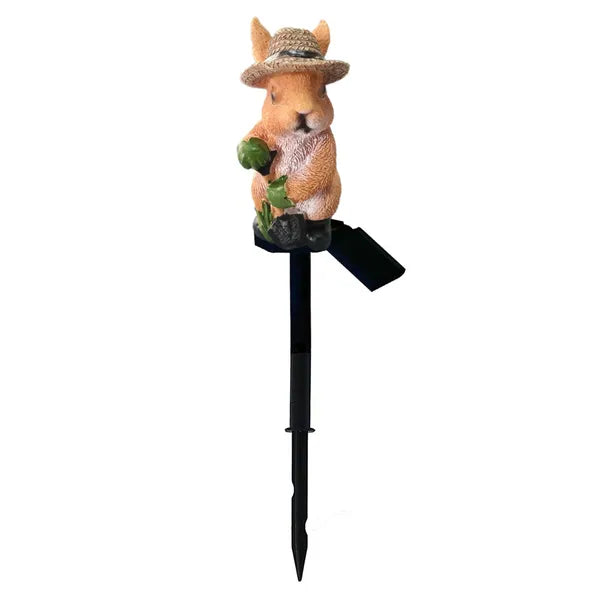 Napelemes LED kerti lámpa nyuszi kalapban, IP67, 43 cm