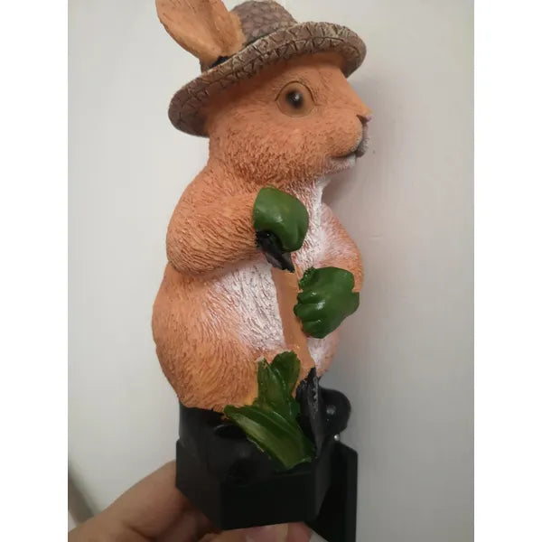 Napelemes LED kerti lámpa nyuszi kalapban, IP67, 43 cm