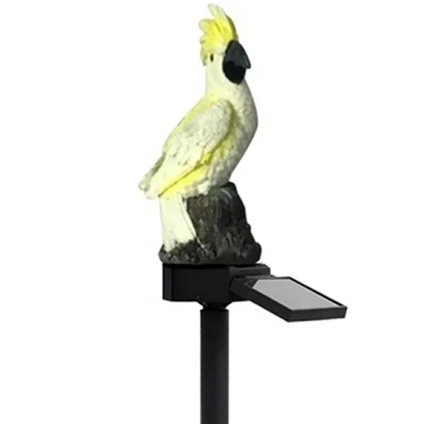 Napelemes LED kerti lámpa, fehér kakadu papagáj forma, IP67, 42 cm