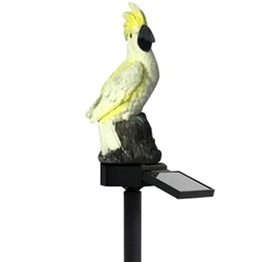 Napelemes LED kerti lámpa, fehér kakadu papagáj forma, IP67, 42 cm