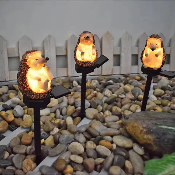 Napelemes LED sün alakú kerti lámpa, meleg fehér fény, IP67, 38 cm