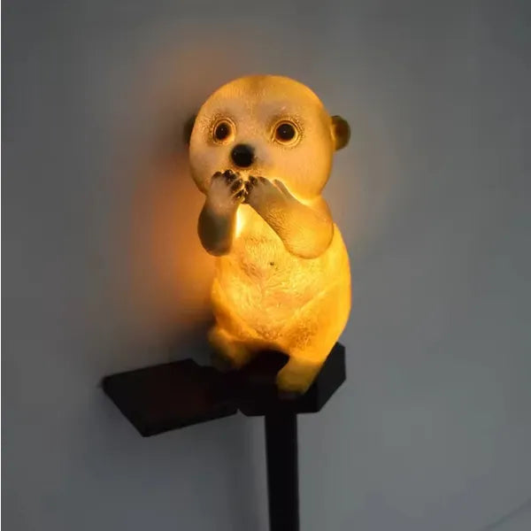 Napelemes LED kerti lámpa, mormota forma, IP67, meleg fehér