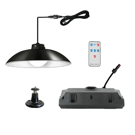 Függesztett napelemes LED kerti csillár, 16 LED, távirányító, 3 m kábel