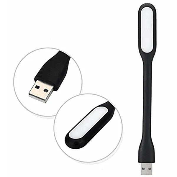 Rugalmas laptop lámpa 6 LED-del, USB csatlakozással, hideg fehér, fekete