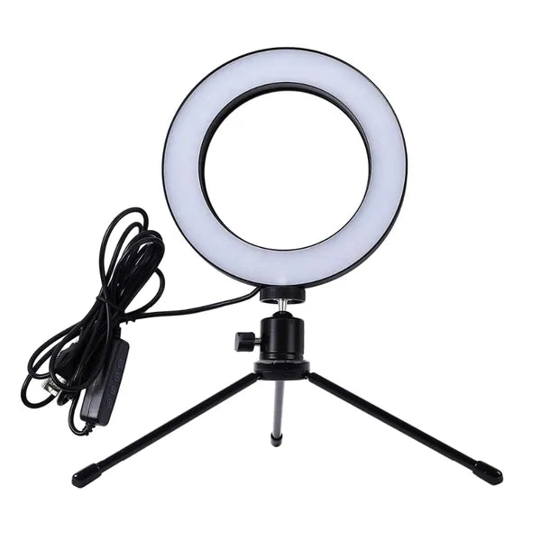16 cm-es USB LED gyűrűs selfie lámpa, tripod állvány, 3 színhőmérséklet