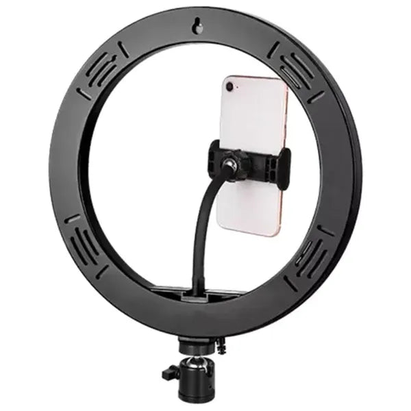 RGB LED gyűrűs szelfi lámpa 30 cm, állvány 210 cm, USB, telefonfogó