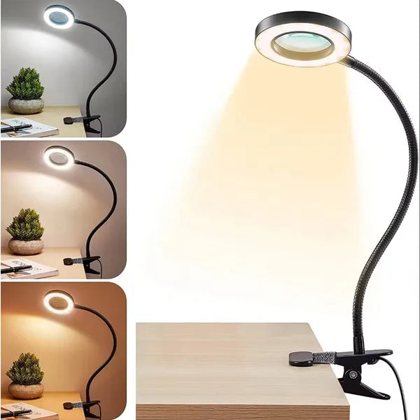USB-s LED szelfi körlámpa 9 cm 5 W 3200–6000 K csíptetős állvány
