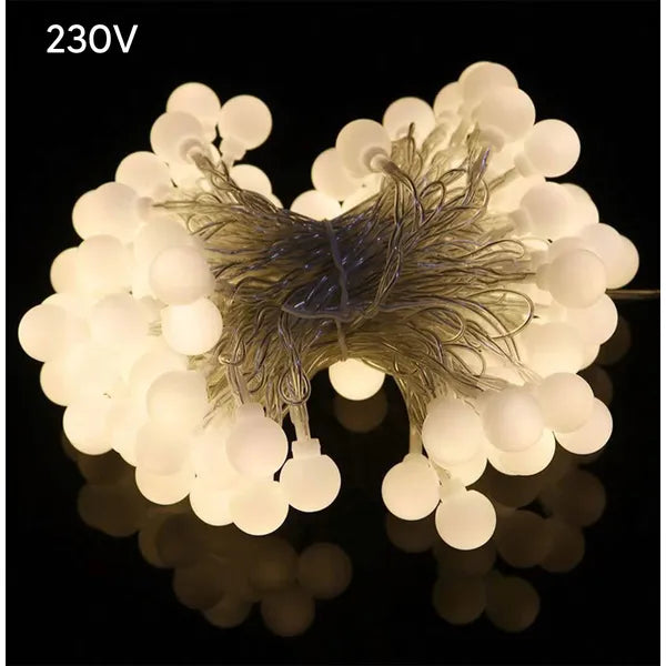 Kültéri fényfüzér 100 db LED gömbizzóval, meleg fehér, 10 m, fehér