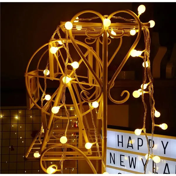 Kültéri fényfüzér 100 db LED gömbizzóval, meleg fehér, 10 m, fehér