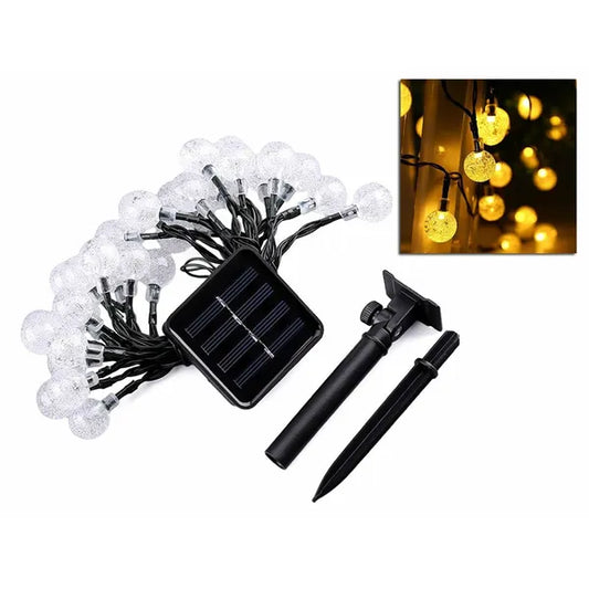 Napelemes kerti fényfüzér, 6,2 m, 30 LED, meleg fehér, IP44