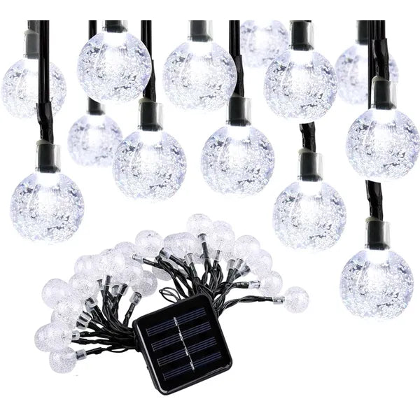 Napelemes kerti fényfüzér, 6,2 m, 30 LED, meleg fehér, IP44