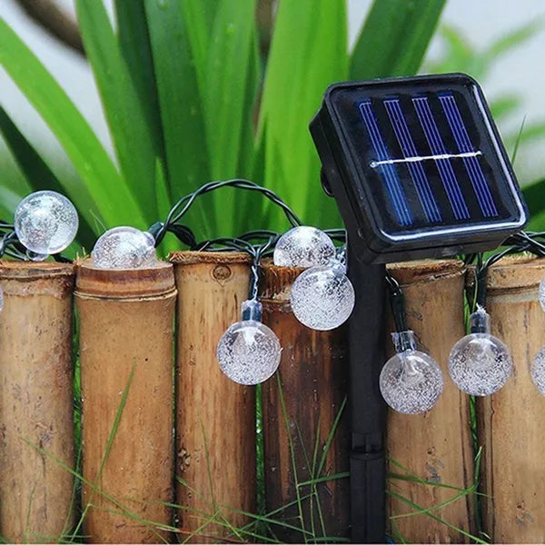 Napelemes kerti fényfüzér, 6,2 m, 30 LED, meleg fehér, IP44
